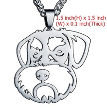 BIG Stainless Steel Miniature Natural Ear Schnauzer Dog Pendant Necklace Gift