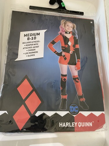 New Harley Quinn Halloween Costume Girls Medium 8 10 DC Comics - Picture 1 of 3