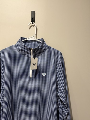 #ad Sigrun Tennis Men#x27;s Large Match Woven 1 4 Zip Houndstooth CC15 $24.99