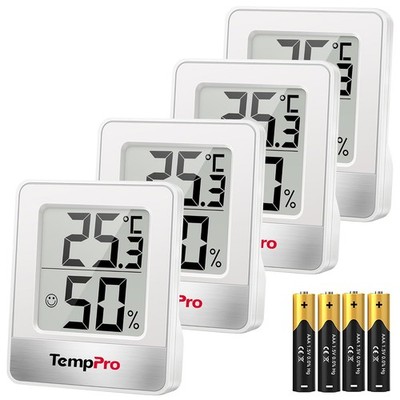 TempPro Digital Thermo-Hygrometer 4 Stück Kompakt Luftfeuchtigkeit Messung