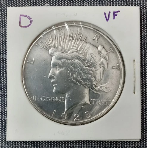 1923-D Peace Silver Dollar $1 - Denver Mint - VF