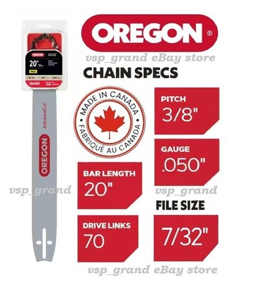 OREGON 20'' in. CHAINSAW BAR & E70 CHAIN ECHO POULAN CRAFTSMAN MCCULLOCH PRO MAC