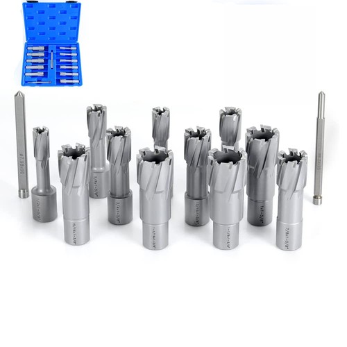 Set di taglierine anulari in metallo duro TCT 13 pezzi, gambo saldato 3/4", profondità di taglio 1-3/8" a...