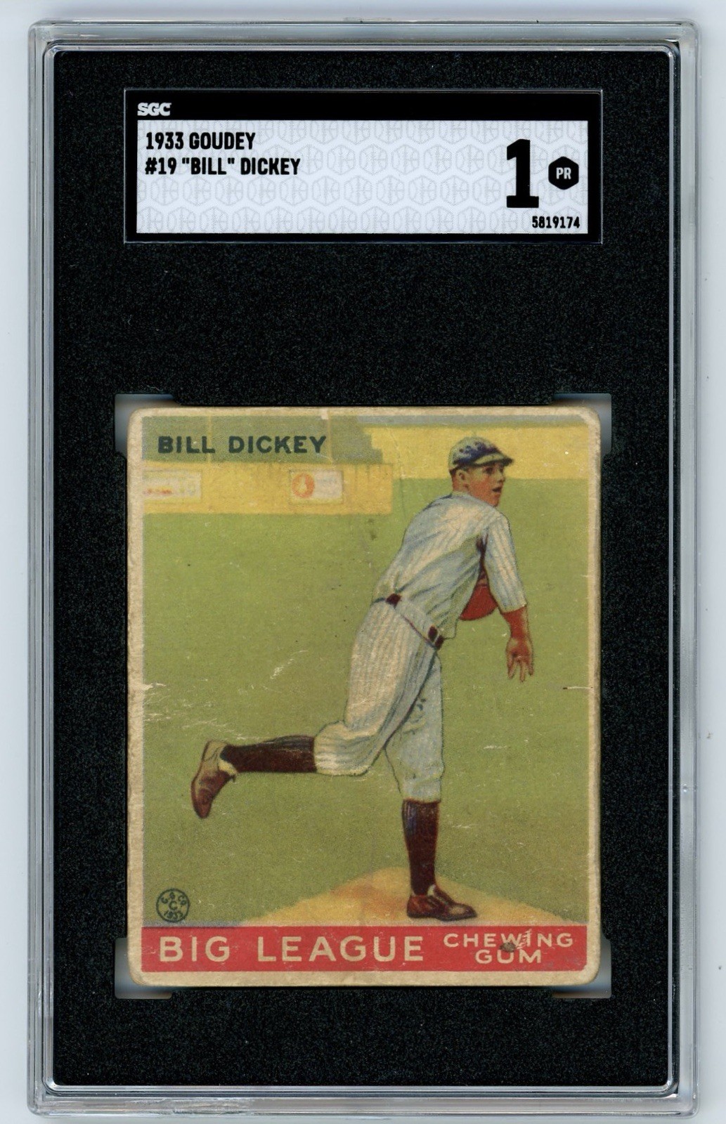 1933 Goudey Big League Chewing Gum #19 Bill Dickey SGC 1 Yankees HOF