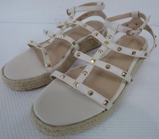 Lipsy Cream Studded Espadrille Flatform Sandals UK 8 EU 41 New