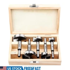 Forstner Bit Set High Speed Carbon Steel Drill Bits Round Shank 5 Sizes New