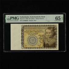 1940 Netherlands Nederlandsche Bank 25 Gulden Pick#57 PMG 65 EPQ Gem UNC