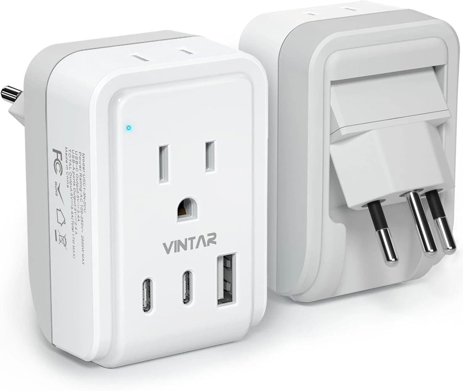 Travel Plug, Vintar Foldable Type N Plug Adapter