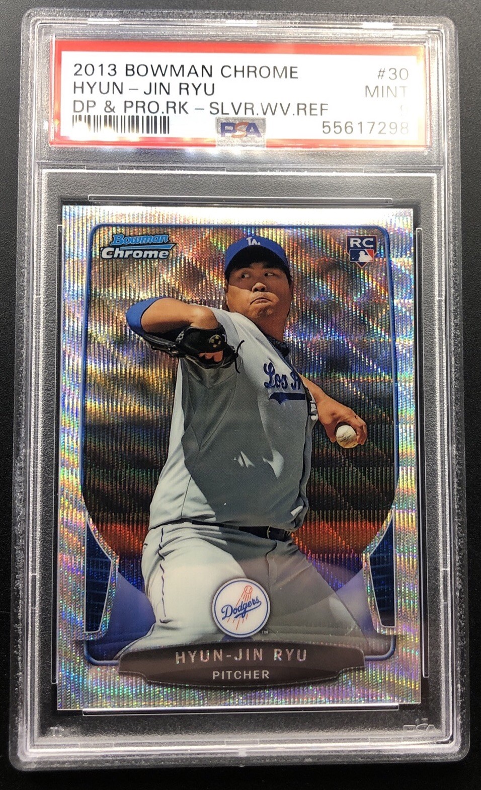 2013 BOWMAN CHROME DRAFT SILVER WAVE REFRACTOR 30 HYUN JIN RYU 01/25 PSA 9 POP 1
