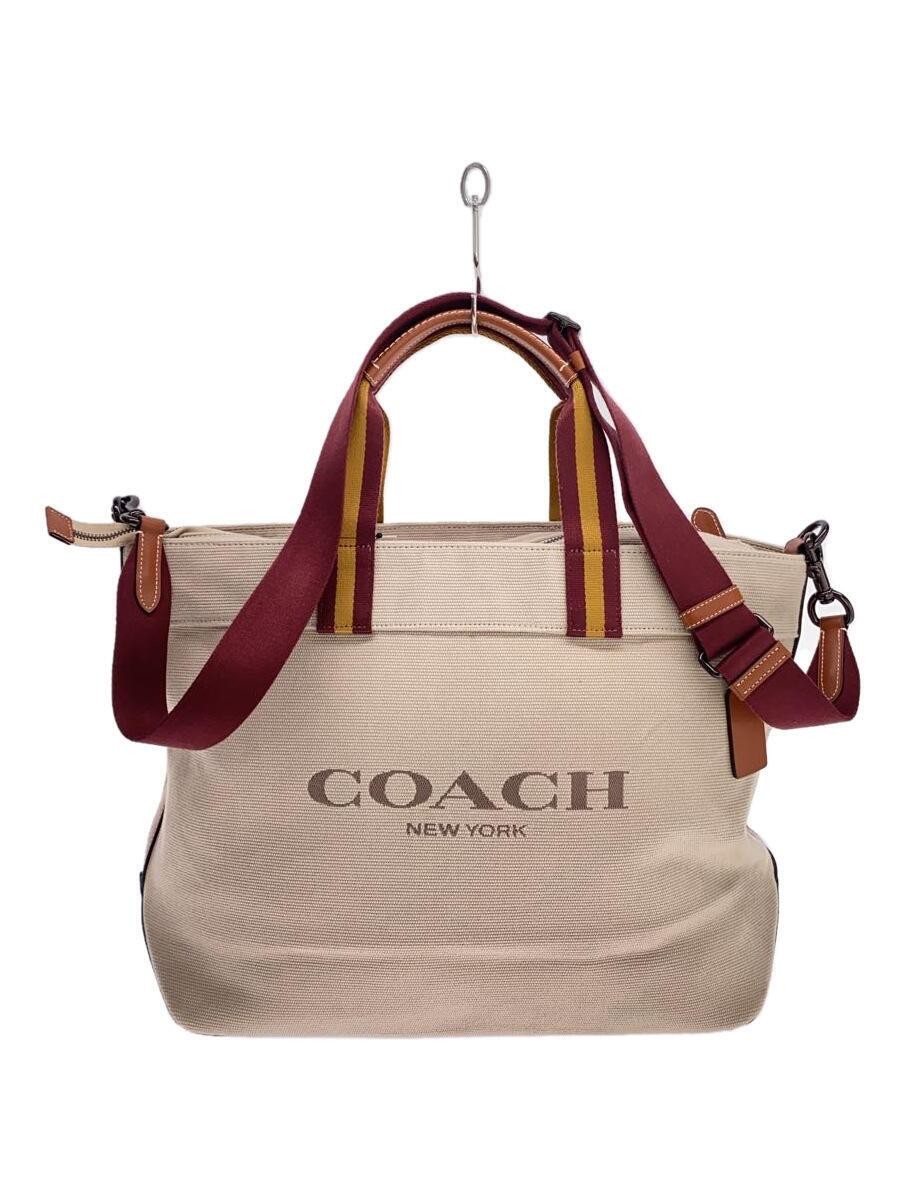 COACH Auth Beige Canvas Tote Bag 38 CJ486 Free Shipping