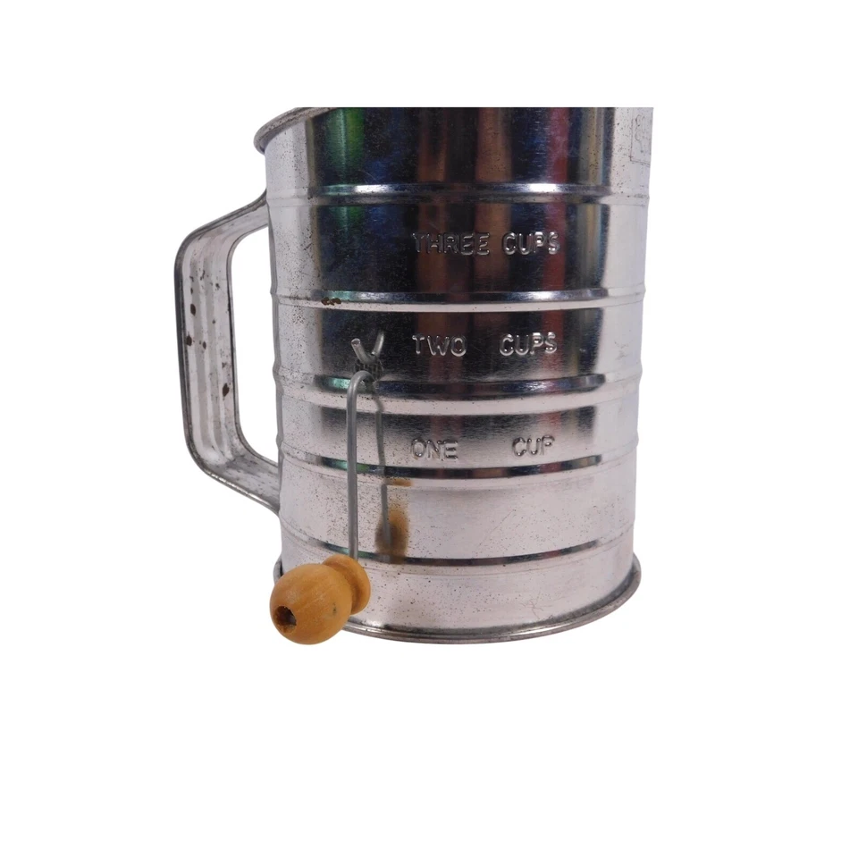 Vintage Good Cook 3 Cup Flour Sifter Wood Handle Country Decor Kitchen HGE46 - Image 3 of 4