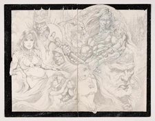 Barbarian Double Page Splash, Artist Unknown (Possibly Geof Isherwood)