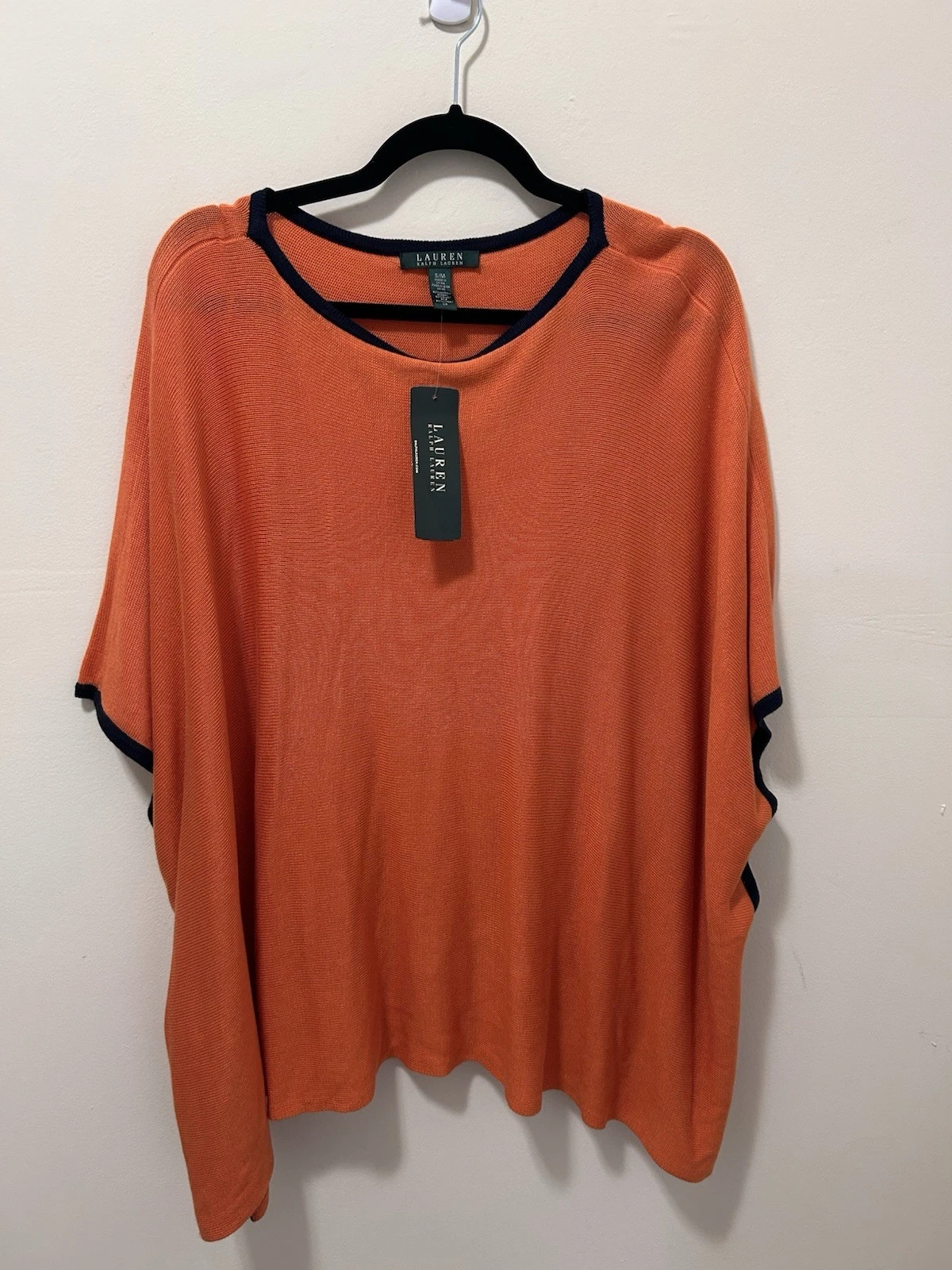 NWT Lauren Ralph Lauren Silk Blend Poncho, Orange S/M