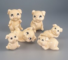 Vintage Mini Pig Family Figurines Set Of 6 Ceramic Piglets