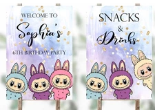 Personalised labu Welcome Sign Birthday Party Decor, Table Signs party x2
