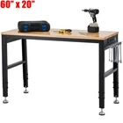 60" Adjustable Workbench, Heavy Duty Workstation with Power Outlets, 2000 LBS