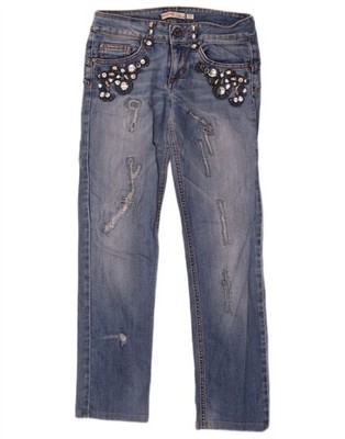 Liu Jo Damen Distressed Straight Jeans W26 L27 Blau A112