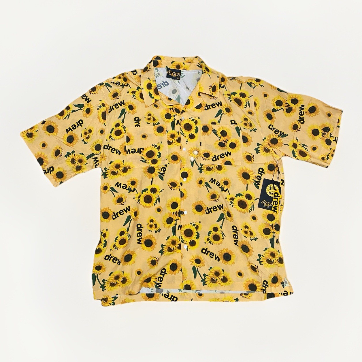 New Drew House Sunflower Smile Vintage Floral Rayon Camp Shirt XL Authentic Rare