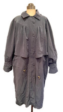 MORGAN CLASSIC 1980s LINED Zip-up Long RAINCOAT w/ Drawstring Waist UK LARGE