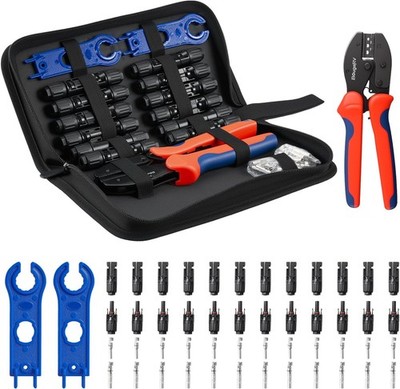 BougeRV Solar Crimper Tool Kit - 12 Pairs Connectors Kit, Black 