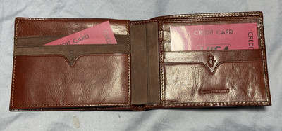 Emporio Valentini Brown Leather Bifold Wallet Credit Card Holder New Pegasus box