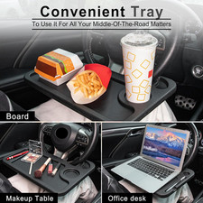 Car Steering Wheel Desk for Laptop - Multipurpose Travel Accessory Black 