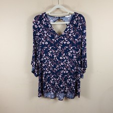 Lush Floral Shift V-Neck Textured Keyhole Dress Size S