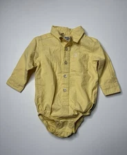 Osh Kosh Bgosh SAMPLE Yellow One Piece Long Sleeve Button Up Bodysuit 6 Months