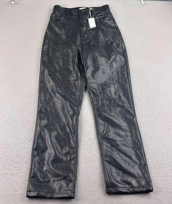 Abercrombie & Fitch Pants Womens 27/4 Black Vegan Leather High Rise Straight NWT