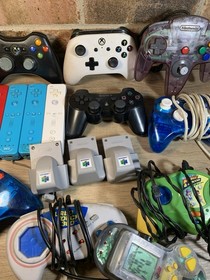 Mixed Lot Of Video Game Controllers & Accessories Untested For Parts Or Repair