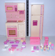 Vintage Barbie doll house kitchen set refrigerator with accessories Mattel 1987