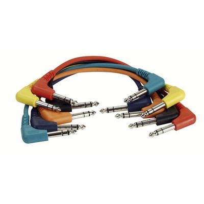 DAP Patch Kabel Jack Stereo 60cm, mit abgewinkelten Steckern, Set mit 6 Farben