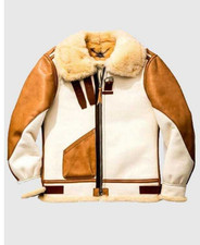 Men s White B3 RAF Aviator Jacket Shearling F...