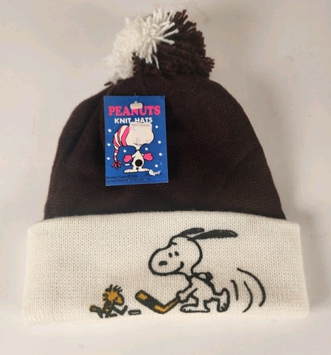 De colección Nuevo de Lote Antiguo Años 70 Snoopy Woodstock Hockey Gorro Cacahuetes Tejido Gorra Pom Pom EE. UU. - Imagen 3 de 10