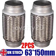 2X Exhaust Flex Flexi Stainless Inc Ends Flexipipe 63MM X 150MM 2.5" X 6" Inch