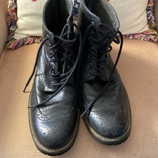 Stivaletti Jeffrey Tyler uomo TAGLIA 11 pelle brogues stringati nero York Shire*