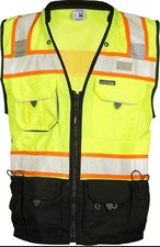 Kishigo Premium Black Series Men  s Surveyors Vest S5002 Class 2 Hi-Vis, Size XL