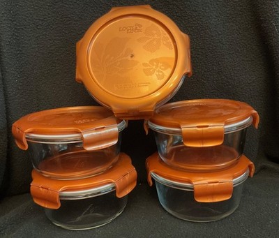 LocknLock Glass Food Containers w/ Lids 5pc  Lock & Lock Round Stackable COPPER