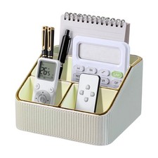 PU Leather Remote Control Holder with 4 Compartments, Small Desk Organizer Of...