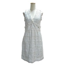 Chanel White Tweed V Neck Midi Woman Dress