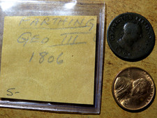 1806 Farthing - King George III British Copper Coin  K1