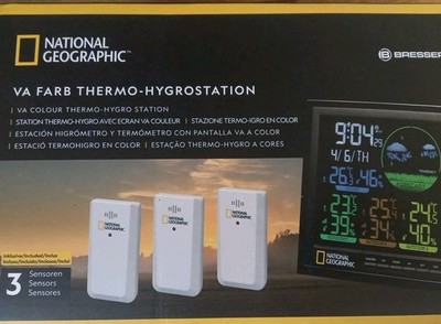 neue NATIONAL GEOGRAPHIC VA Farb-Wetterstation 4 Messbereiche, 3 Messfühler, OVP