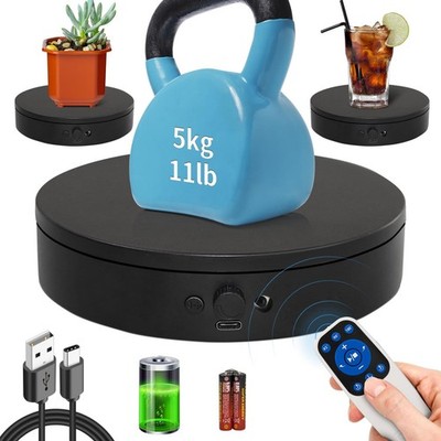 Motorized Rotating Display Stand with Remote, 5.91in 360 Electric Turntable f...