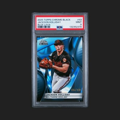 Jackson Holliday 2025 Topps Chrome Black #43 Blue Lava Refractor /150 PSA 9