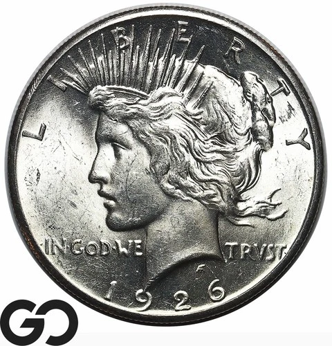 1926 Peace Dollar, Cartwheel Mint Luster Choice BU++