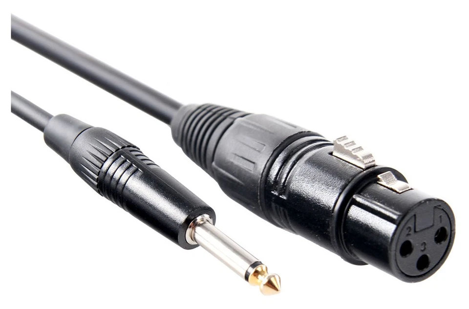 3x Set Femelle XLR vers Jack 6,3mm 1/4'' Microphone Câble Audio Signal Noir 10m - Photo 2/4