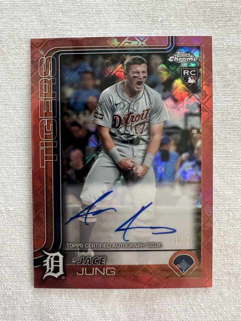 2025 Topps Chrome 1/1 Rookie Autographs Jace Jung Logofractor #RA-JJ RC Auto /1