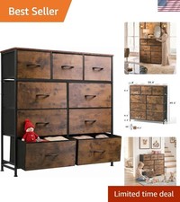 Chic Fabric 9-Drawer Storage Tower with Wood Top - Perfect for Home Organization