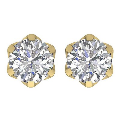Sechs Krappen Solitär Ohrstecker VS F 2 Karat Lab Grown Diamant 14K massiv Gold