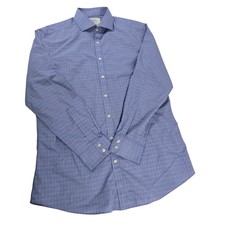 Charles Tyrwhitt Mens Blue Check Non Iron Extra Slim Fit Dress Shirt 16.5 35